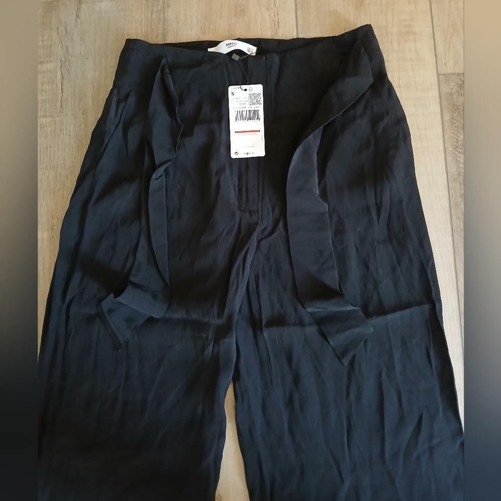 NWT Mango Women's Tie Waist Pants in Black, Size XS - Picture 5 of 11